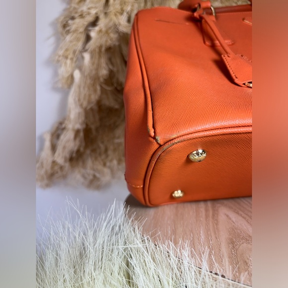PRADA💎Large Galleria Double Zip Tote Handbag Saffiano Leather💎Papaya Orange💎 - Picture 9 of 17